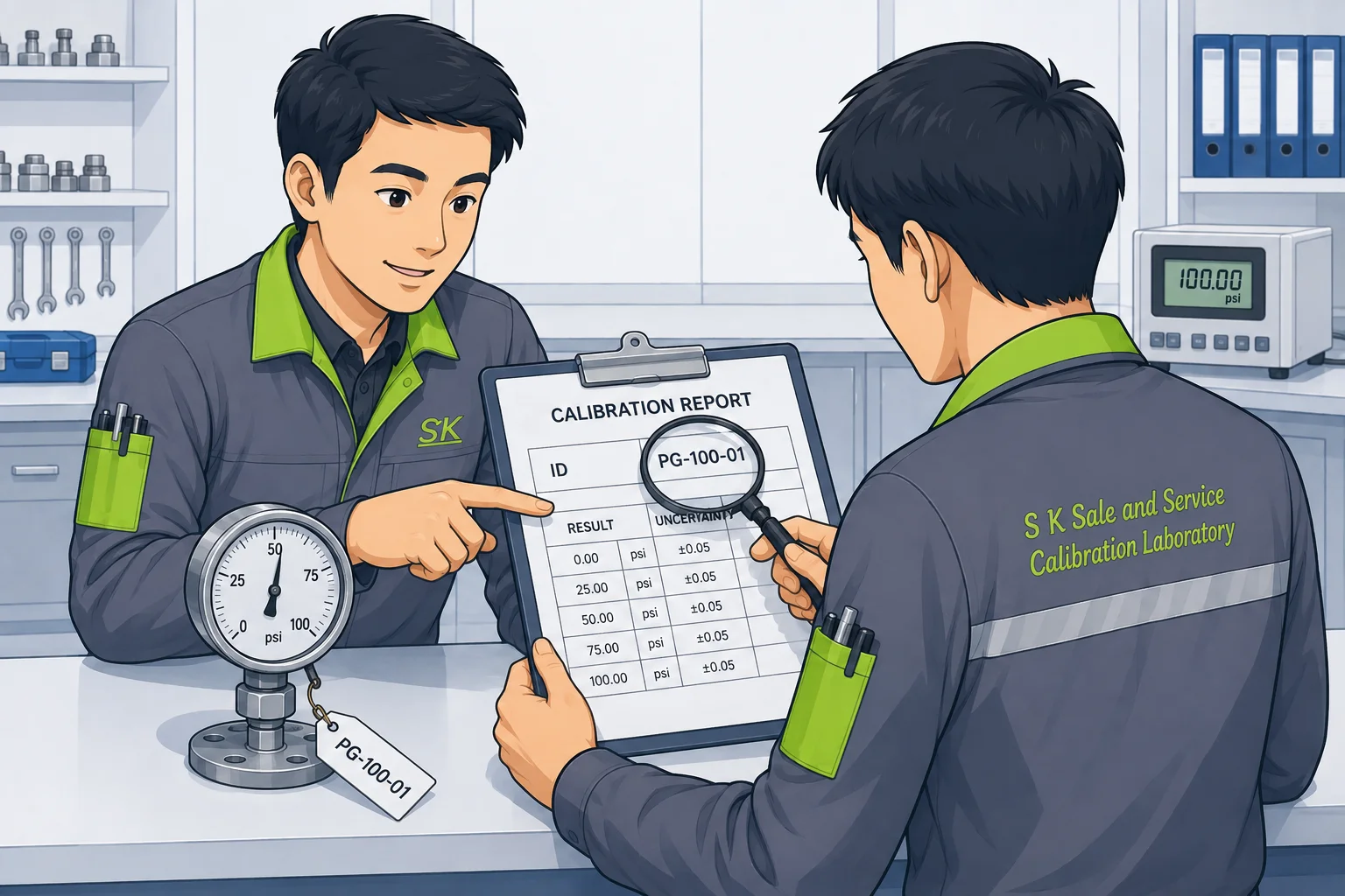 A quality professional reviewing a calibration certificate